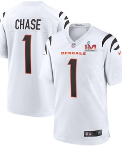 Cincinnati Bengals Jamarr Chase 1 2022 Nfl Superbowl Lvi Match White Jersey Gift For Bengals Fans - Robokeg