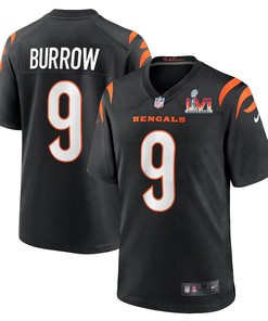 Cincinnati Bengals Joe Burrow 9 2022 Nfl Superbowl Lvi Match Black Jersey Gift For Bengals Fans - Robokeg