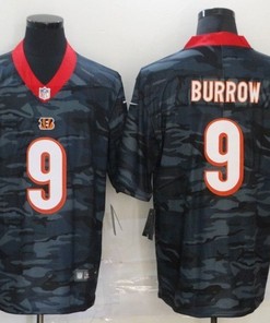 Cincinnati Bengals Joe Burrow #9 Nfl 2020 Camo Black Jersey - Robokeg