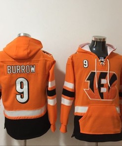 Cincinnati Bengals Joe Burrow #9 Nfl 2020 Orange Hoodie Jersey - Robokeg