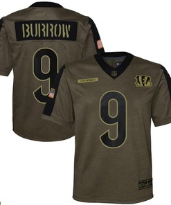 Cincinnati Bengals Joe Burrow 9 Nfl Olive 2021 Salute To Service Game Men Jersey For Bears Fans - Robokeg