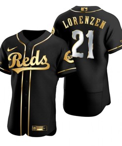 Cincinnati Reds #21 Michael Lorenzen Mlb Golden Brandedition Black Jersey Gift For Reds Fans - Robokeg