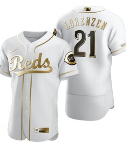 Cincinnati Reds #21 Michael Lorenzen Mlb Golden Brandedition White Jersey Gift For Reds Fans - Robokeg
