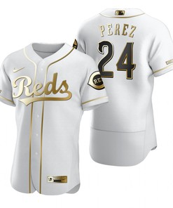 Cincinnati Reds #24 Tony Perez Mlb Golden Brandedition White Jersey Gift For Reds Fans - Robokeg