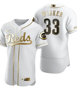 Cincinnati Reds #33 Jesse Winker Mlb Golden Brandedition White Jersey Gift For Reds Fans - Robokeg