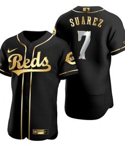 Cincinnati Reds #7 Eugenio Suarez Mlb Golden Brandedition Black Jersey Gift For Reds Fans - Robokeg