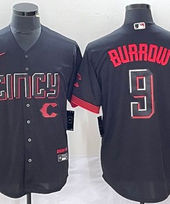 Cincinnati Reds #9 Joe Burrow Jersey - Black - Robokeg