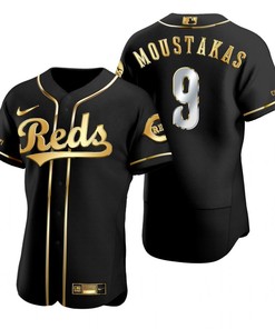 Cincinnati Reds #9 Mike Moustakas Mlb Golden Brandedition Black Jersey Gift For Reds Fans - Robokeg