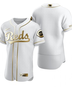 Cincinnati Reds Mlb Golden Brandedition White Jersey Gift For Reds Fans - Robokeg
