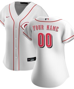 Cincinnati Reds Womens Home Replica Custom Jersey - White Custom Jerseys Mlb - Robokeg
