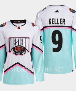 Clayton Keller 9 Arizona Coyotes 2023 All-Star Game Jersey White Equipment - Robokeg