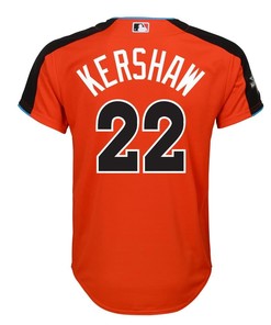 Clayton Kershaw National League Majestic Youth 2017 Mlb All-star Game Home Run Derby Jersey - Orange - Robokeg
