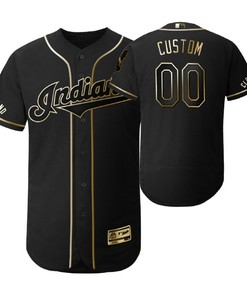 Cleveland Baseball #00 Any Name Mlb 2019 Golden Brandedition Black Jersey Gift For Cleveland Baseball Fans - Robokeg