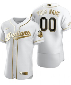 Cleveland Baseball #00 Any Name Mlb Golden Brandedition White Jersey Gift For Cleveland Baseball Fans - Robokeg