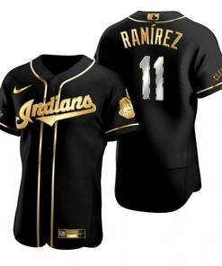 Cleveland Baseball #11 Jose Ramirez Mlb Golden Brandedition Black Jersey Gift For Cleveland Baseball Fans - Robokeg