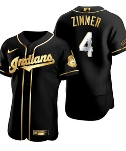 Cleveland Baseball #4 Bradley Zimmer Mlb Golden Brandedition Black Jersey Gift For Cleveland Baseball Fans - Robokeg
