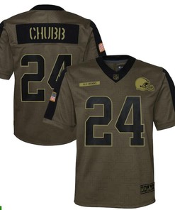 Cleveland Browns Nick Chubb 24 Nfl Olive 2021 Salute To Service Game Men Jersey For Browns Fans - Robokeg