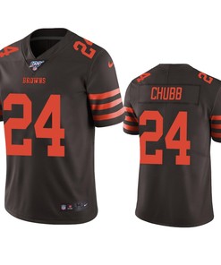 Cleveland Browns Nick Chubb Brown 100th Season Color Rush Limited Jersey - Robokeg