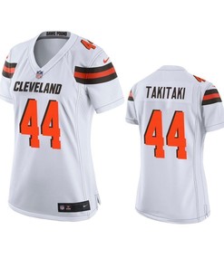 Cleveland Browns Sione Takitaki 2019 Nfl Draft White Game Womens Jersey - Robokeg