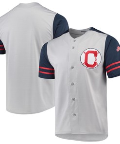 Cleveland Indians Stitches Button-Up Jersey - Gray/Navy Jersey - Robokeg