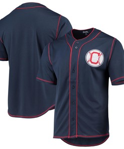 Cleveland Indians Stitches Team Color Button-Down Jersey - Navy/Red Jersey - Robokeg