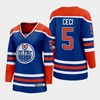 Cody Ceci 5 Edmonton Oilers 2022-23 Home Women Premier Breakaway Player Jersey Royal - Robokeg