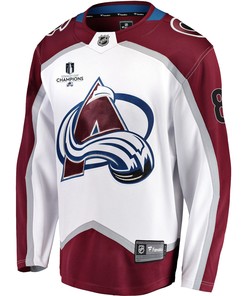 Colorado Avalanche Cale Makar 8 Away 2022 Stanley Cup Champions Breakaway Men Jersey - White - Robokeg