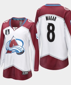 Colorado Avalanche Cale Makar 8 White 2022 Stanley Cup Final Away Jersey Women - Robokeg