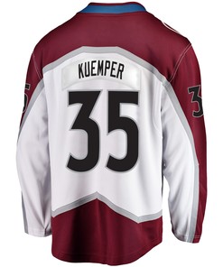 Colorado Avalanche Darcy Kuemper 35 Away 2022 Stanley Cup Champions Breakaway Men Jersey - White - Robokeg