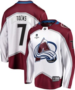 Colorado Avalanche Devon Toews 7 Away 2022 Stanley Cup Playoffs Breakaway Men Jersey - White - Robokeg
