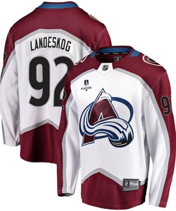 Colorado Avalanche Gabriel Landeskog 92 Away 2022 Stanley Cup Playoffs Breakaway Men Jersey - White - Robokeg