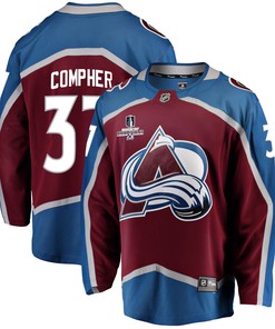 Colorado Avalanche J. T. Compher 37 Home 2022 Stanley Cup Champions Breakaway Men Jersey - Burgundy - Robokeg