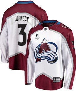 Colorado Avalanche Jack Johnson 3 Away 2022 Stanley Cup Final Breakaway Men Jersey - White - Robokeg