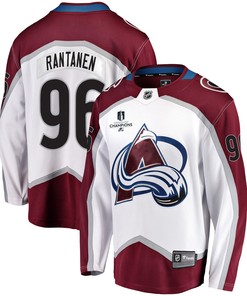 Colorado Avalanche Mikko Rantanen 96 Away 2022 Stanley Cup Champions Breakaway Men Jersey - White - Robokeg
