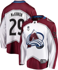 Colorado Avalanche Nathan MacKinnon 29 Away 2022 Stanley Cup Final Breakaway Men Jersey - White - Robokeg