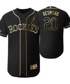 Colorado Rockies #20 Ian Desmond Mlb 2019 Golden Brandedition Black Jersey Gift For Rockies Fans - Robokeg