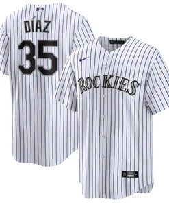 Colorado Rockies #35 Elias Daz White Cool Base Stitched Baseball Jersey - Robokeg