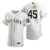 Colorado Rockies #45 Scott Oberg Mlb Golden Brandedition White Jersey Gift For Rockies Fans - Robokeg