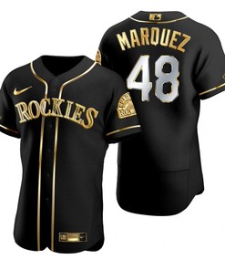 Colorado Rockies #48 German Marquez Mlb Golden Brandedition Black Jersey Gift For Rockies Fans - Robokeg