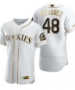 Colorado Rockies #48 German Marquez Mlb Golden Brandedition White Jersey Gift For Rockies Fans - Robokeg