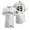 Colorado Rockies #49 Antonio Senzatela Mlb Golden Brandedition White Jersey Gift For Rockies Fans - Robokeg