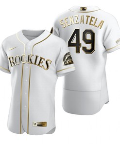 Colorado Rockies #49 Antonio Senzatela Mlb Golden Brandedition White Jersey Gift For Rockies Fans - Robokeg