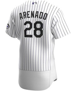 Colorado Rockies Nolan Arenado #28 2020 Mlb White Stripe Lines Jersey - Robokeg