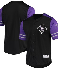 Colorado Rockies Stitches Button-Up Jersey - Black/Purple Jersey - Robokeg