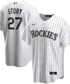 Colorado Rockies Trevor Story #27 2020 Mlb White Stripe Lines Jersey - Robokeg
