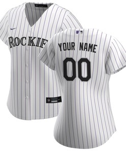 Colorado Rockies Womens Home Replica Custom Jersey - White Custom Jerseys Mlb - Robokeg