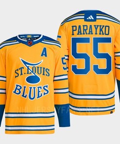 Colton Parayko 55 Reverse Retro 2.0 2022 St. Louis Blues Yellow Jersey Primegreen - Robokeg