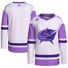 Columbus Blue Jackets Adidas Hockey Fights Cancer Primegreen Authentic Blank Practice Jersey - White/purple Nhl - Robokeg