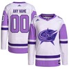 Columbus Blue Jackets Adidas Hockey Fights Cancer Primegreen Authentic Custom Jersey - White/purple Custom Jerseys Nhl - Robokeg