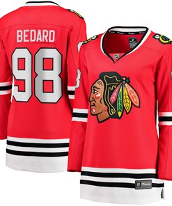 Connor Bedard 98 Chicago Blackhawks Women's 2023 NHL Draft Home Breakaway Jersey - Red - Robokeg